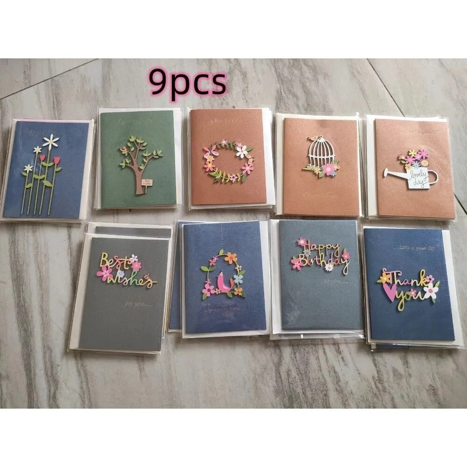 Mini Cut Vintage Greeting Card with Envelopes Gold Sequin 3D Pop Up - Image 2 of 4