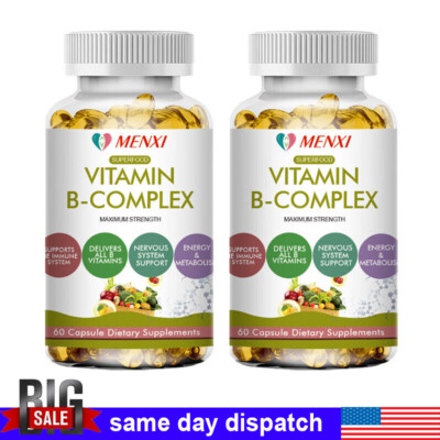 Vitamin B complex, B1,B2,B3,B5,B6,7,B9,B12, Immune Support 2 X 60 Capsules
