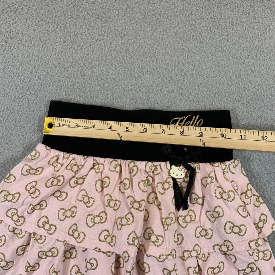 Hello Kitty Tier Ruffle Skirt Girls M Pink Cute Sanrio Bow Coquette #218 - Image 2 of 4