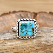 Blue Copper Turquoise Ring 925 Sterling Silver Ring Handmade Ring Gemstone Ring