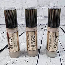 3 x NIB Revolution Conceal & Glow Foundation F6 0.7 fl oz / 23 ml