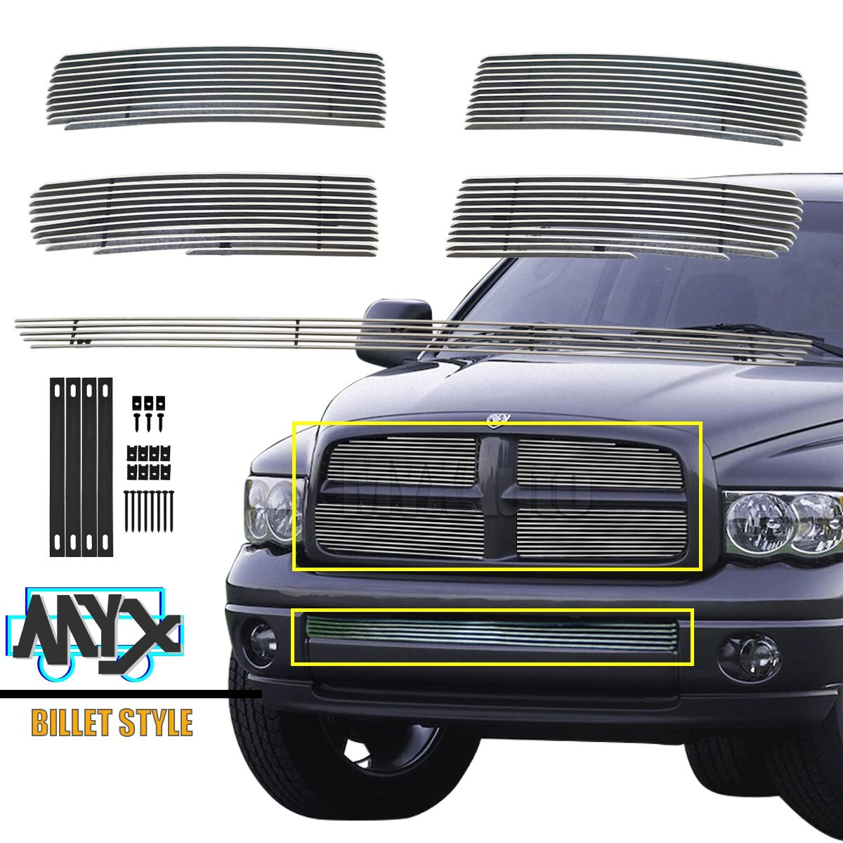 Fits 2002-2005 Dodge Ram 1500 Regular Model Billet Grille Chrome