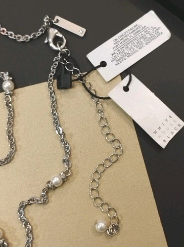 New! WHBM White House Black Market Faux Pearl Rhinestone Tassel 30"+ Necklace! - Picture 6 of 9