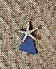 Natural Silver Dipped Starfish Seaglass Pendant Beach Ocean Summer Necklace