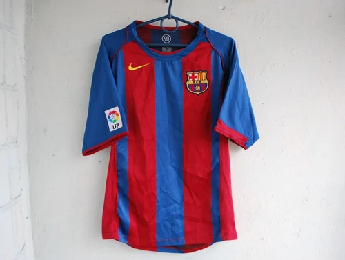 5/5 VINTAGE FC BARCELONA 2004 2005 HOME FOOTBALL JERSEY NIKE SHIRT sz S CAMISETA