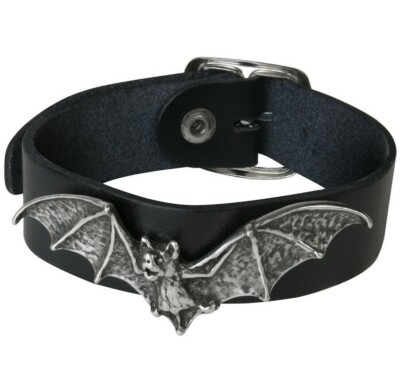 Alchemy Gothic Desmodus Vampire Bat Black Leather Wrist Strap Bracelet A111 New