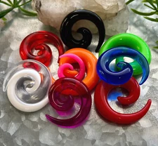 PAIR Neon / Transparent / Solid Color Spiral Tapers Expander Plug Earlet Gauges