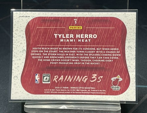 2020-21 Panini Donruss Optic Raining 3s Red Pulsar Prizm Tyler Herro #3 - Bild 2 von 2