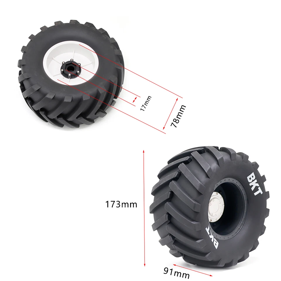173mm Räder Reifen 17mm Nabe für 1/8 LOSI USA-1 RC Bigfoot Monster Truck（4Stück） - Bild 2 von 4
