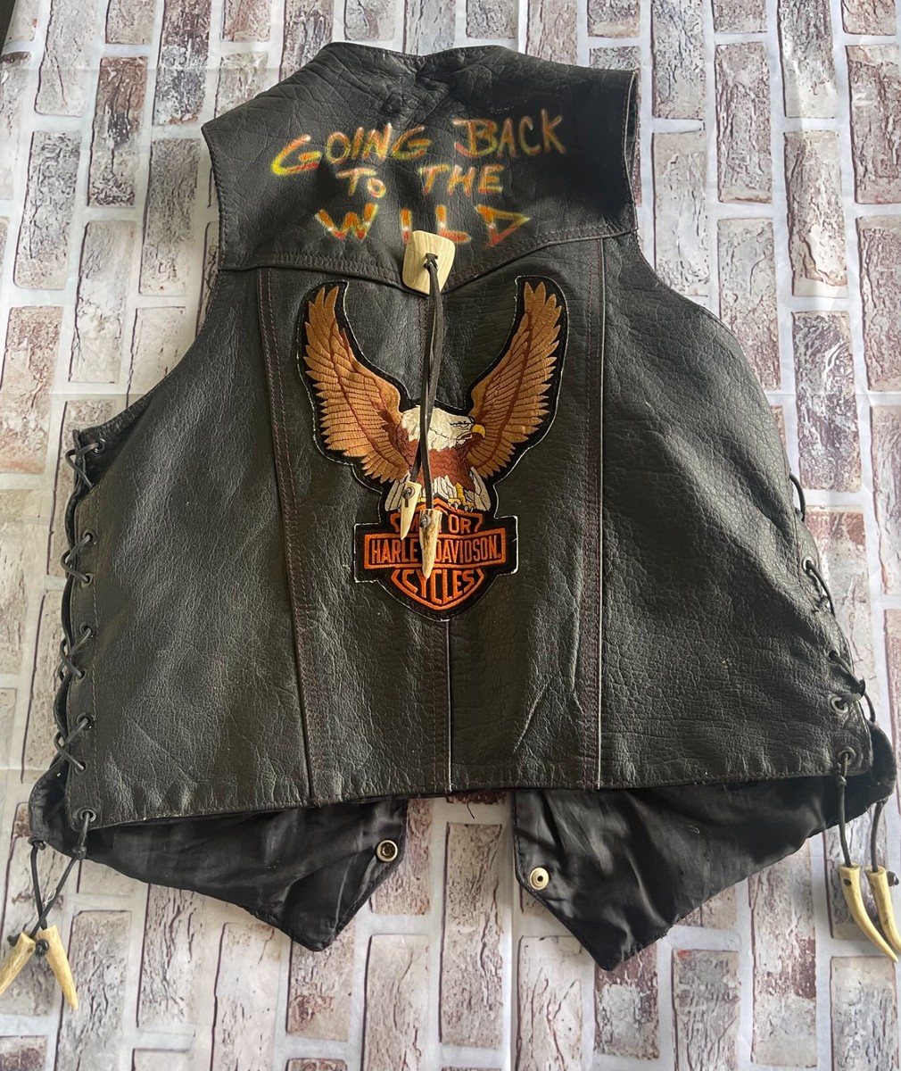 Vintage Hudson Leather Harley Davidson Biker vest 