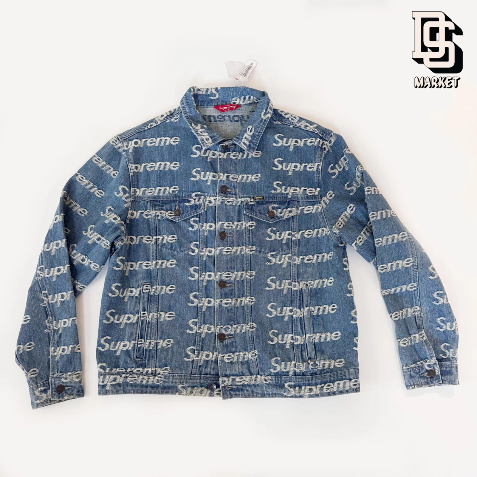 VESTE EN JEAN LOGO EFFILOCHÉ SUPRÊME S/S 2021 BLEU MOYEN CAMIONNEUR