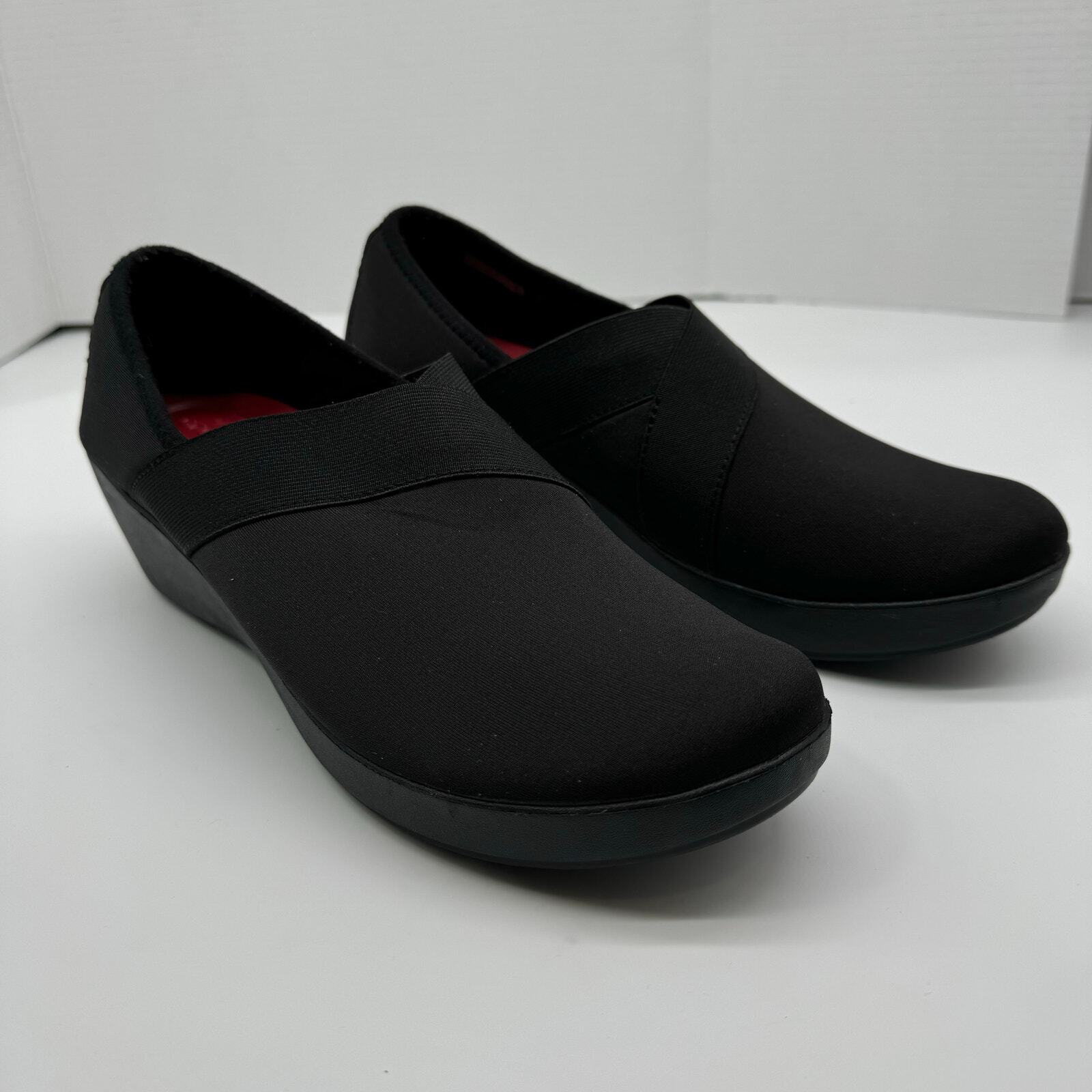 Crocs Busy Day Wedge Sandals Black Women Size 11 Stretch Neoprene 202852-image