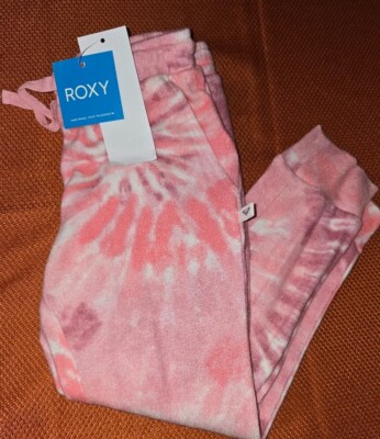 NWT Roxy Girls Real Friends Cozy Pants Size 4  Pink Tye Dye