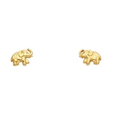 Ioka - 14K Yellow Gold Elephant Small Studs Post Push Back Earrings