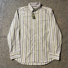 Eddie Bauer Casual Dress Shirt Mens Medium New NWT Striped Violet Button Up