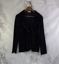 Vintage Velour Blazer Womens Xl Black 90s Y2k Jacket Two Button Nos Deadstock