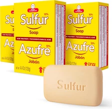 Grisi Sulfur Soap for Acne Pack of 3 Cleanses Reduces Inflammation and Breakouts