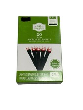 holiday time 20 micro led lights indoor green wire battery powered RED 7.25 FT