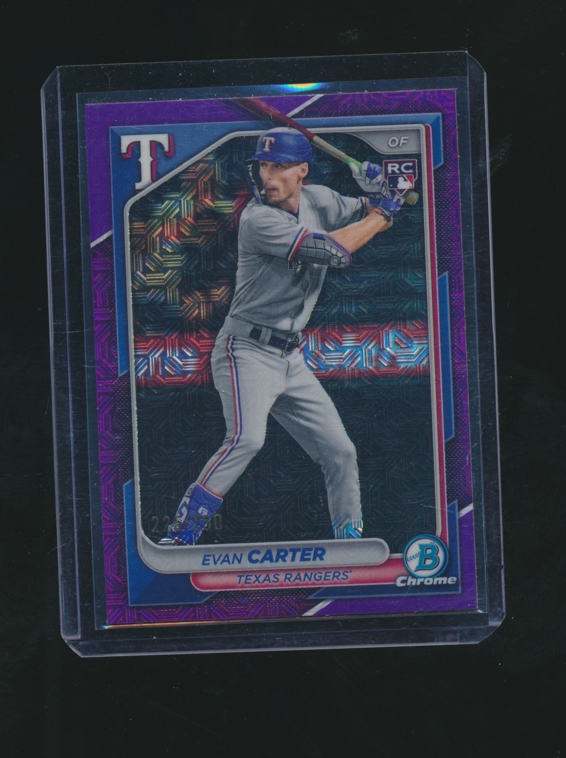 EVAN CARTER 2024 BOWMAN CHROME MEGA BOX PURPLE REFRACTOR RC PARALLEL 225/250 #65