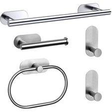 5 Pieces Bathroom Hardware Set,Towel Bar Set Stainless Steel Wall Mounted,Inc...