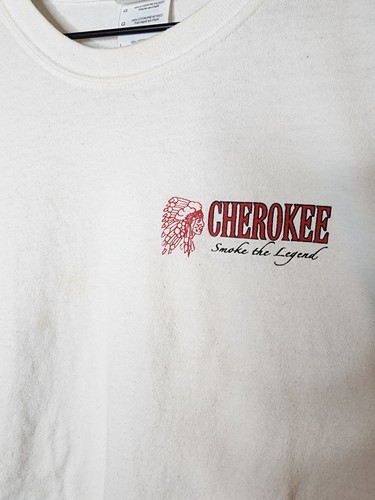 Camiseta blanca vintage Cherokee Smoke The Legend marca Tobacco talla L - Imagen 3 de 5