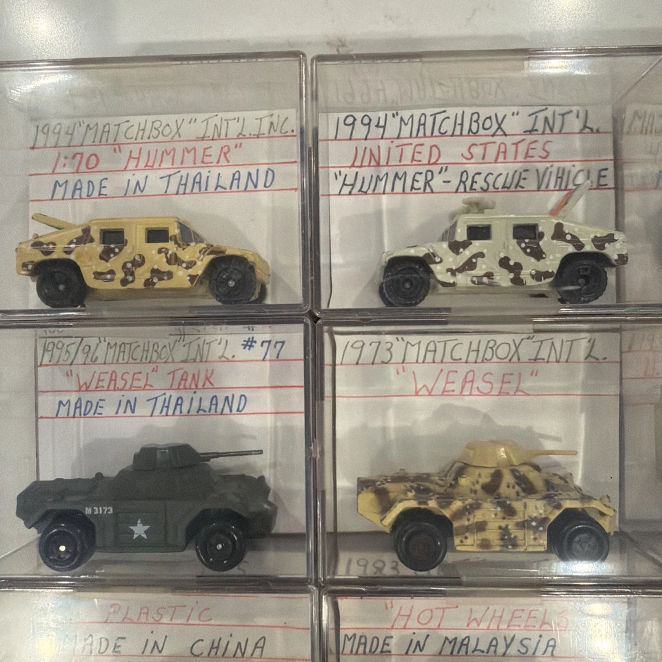 Matchbox-hot wheels- Weasel Tank HumV Jeep Lot Of 24 Individual Plastic Cases - Image 2 of 4