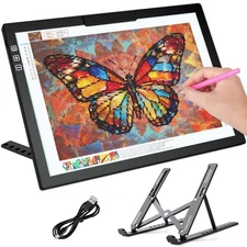 Cordless A4 Light Pad, Diamond Art Light Board with Stand, Tracing Box with 6...