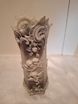 Schafer & Vater Jasperware Green Cupids Angel Cherub Vase Victorian Style 