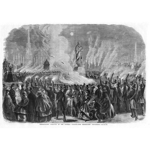 LONDON Mendelssohn Festival Procession at the Crystal Palace-Antique Print 1860