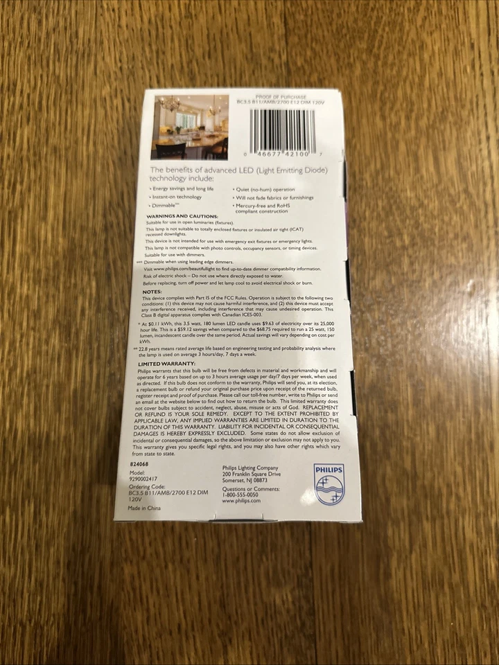 Philips LED Sparkle Effect 2.5w Replaces 25W Dimmable Soft White Light Bulb B13 - Image 2 of 2