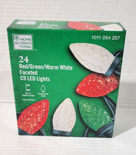 Home Accents Holiday 24 Red/Green/Warm White Faceted C9 LED Lights Christmas