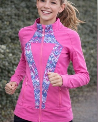 Lululemon Ivivva Girls Sz 10 Perfect Your Practice Jacket Pink Bling Athleisure