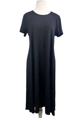 NWOT Gudrun Sjoden Jersey T Shirt Dress Small Black Midi A Line Lagenlook