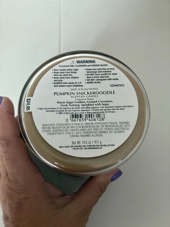 BATH & BODY WORKS 3 VELAS MECHA CON TAPA EN EL AROMA "PUMPKIN SNICKERDOODLE"! Foto 3 de 3