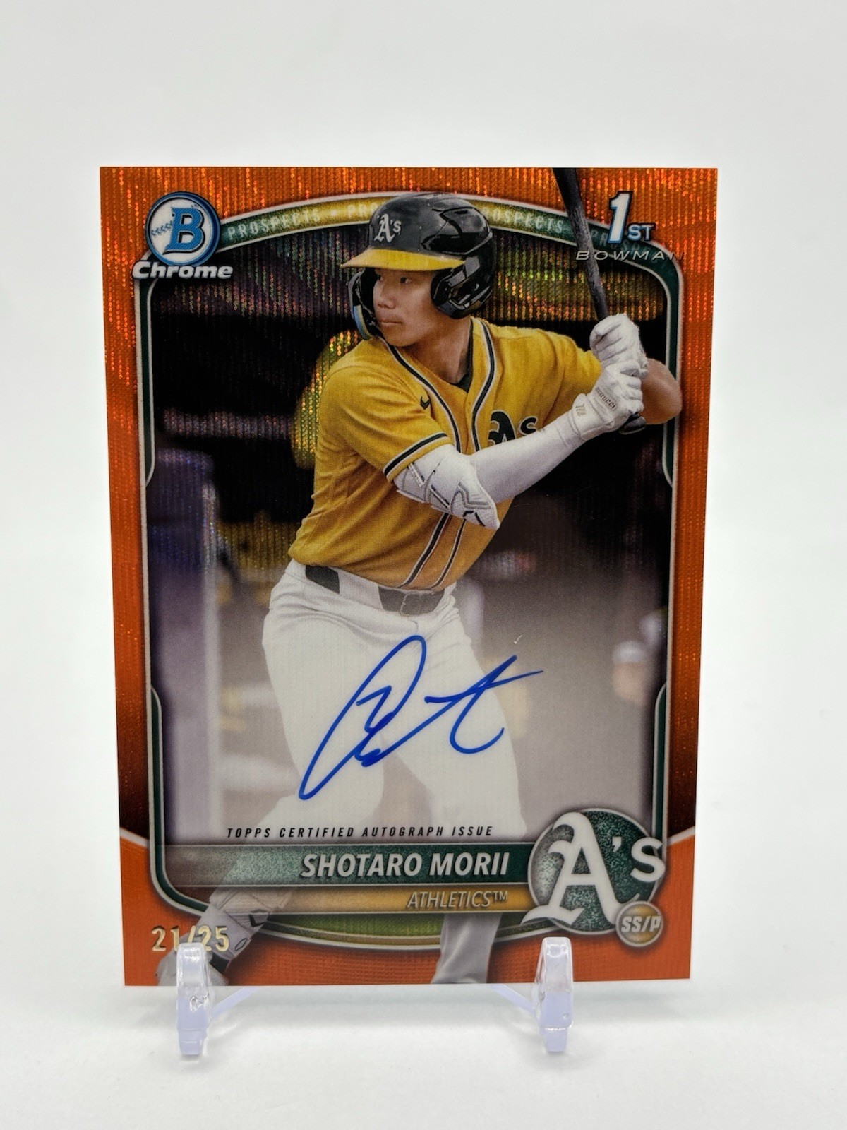 Shotaro Morii 2025 Bowman Chrome Auto 1st Bowman Orange Wave /25. Gorgeous Card!