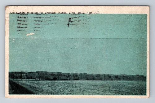 Lima, OH-Ohio, State Hospital Criminal Insane View PC Vintage um 1932 Postkarte