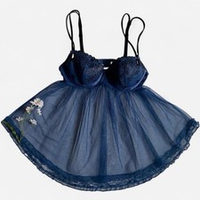 Victoria s Secret Blue Babydoll Chemise Size 34C