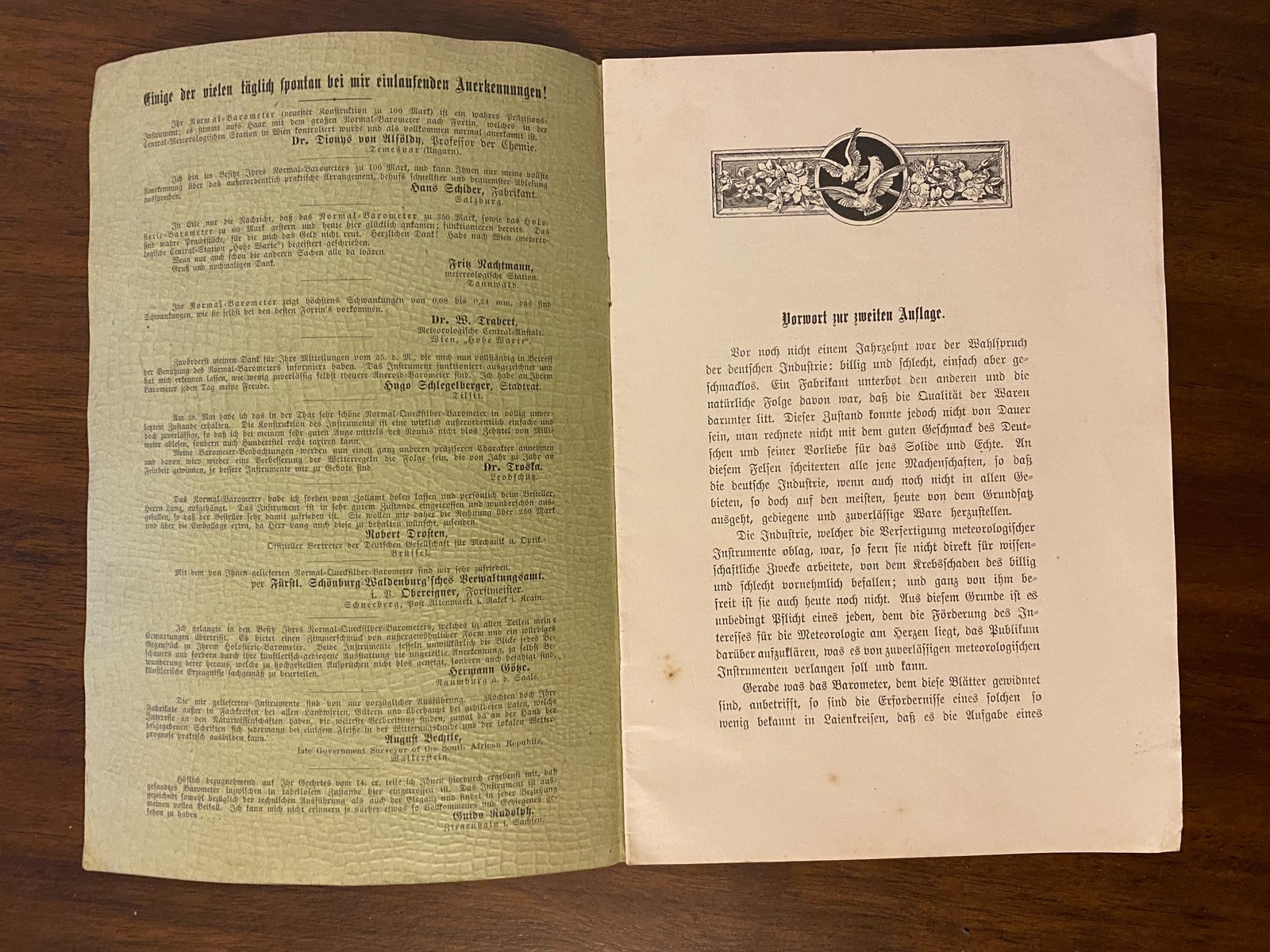 1899 Dr. Hygrotimos Barometer Catalog Booklet German Weather Instrument Antique