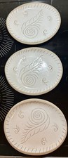 Glidden pottery 7.5  Oval plate 465 in feather pattern, Set Of 3