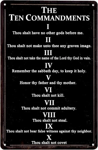 The Ten Commandments Vintage Tin Metal Signs Home Décor Bible Verse Christian Wa