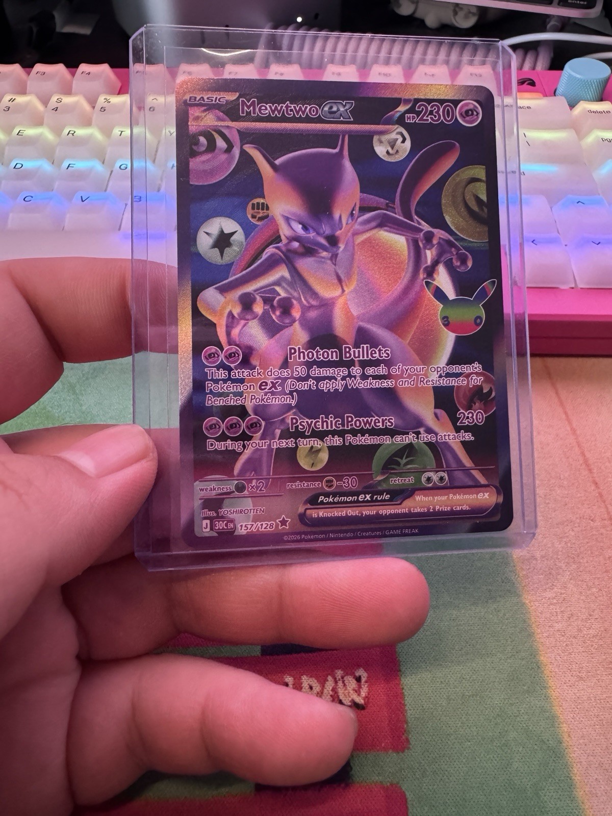 Mewtwo Ex 157/128 30th Celebration Futuristic Rare Pokemon NM, IN HAND FAST SHIP
