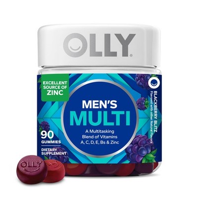 OLLY Men's Multivitamin Gummy, Vitamins A, C, 90 Count (Pack of 1), Magenta