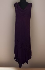Xscape by Joanna Chen Plum Purple Embellished Gown Sz 16 Beaded Sleeveless Dress