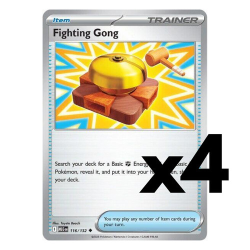 4x Fighting Gong - 116/132 - ME01: Mega Evolution Pokemon Playset x4