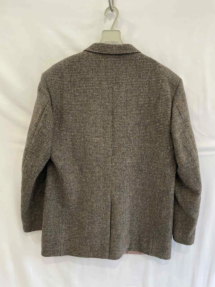 Harris Tweed Hand Woven Wool Blazer 46L XL Long Brown Check Made in Canada #56 - Image 2 of 4