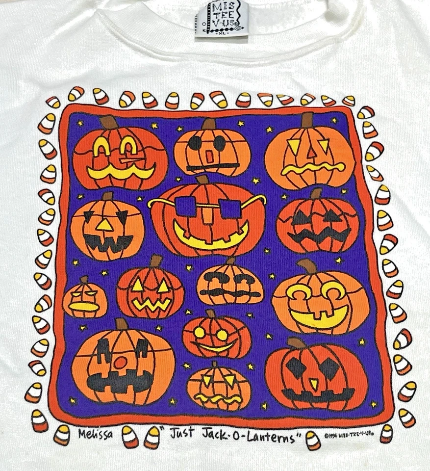 SUDADERA BLANCA HALLOWEEN DE COLECCIÓN (94') Just Jack-O-Lanterns con Candy Corn NIÑOS XL Foto 2 de 4
