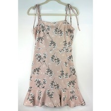 Express Floral Tie Shoulder Mini Dress S Blush Pink Ruffle Coquette Romantic Y2K