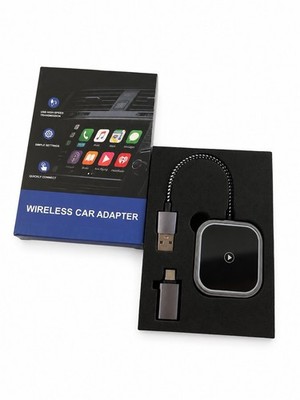 Wireless Car Adapter USB Plug-In iPod/iPhone Dongle, Black, USB-A to USB-C