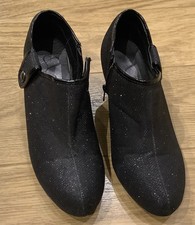 Evans Size 6 EEE Ex Wide , Tanga Black Ankle Boots, Side Zip 6 Cm Heels Sparkly