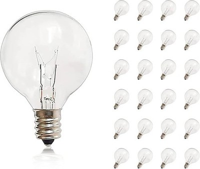G40 Replacement Light Bulbs, 25 Pack 5W Clear Globe Bulb fits E12 C7